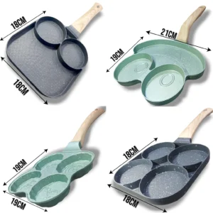 Multi Shape Frypan | Induction Marble Coating Four Hole Frypan - Image 2