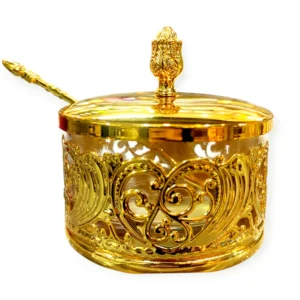 Fancy Sugar Pot with Spoon - Image 4