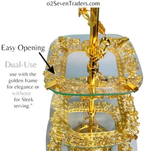 Fancy 24K Serving Stand Fancy 3 Tier | Wedding & Party Display Tray |Cake Dish. - Image 3