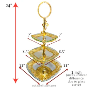 Fancy 24K Serving Stand Fancy 3 Tier | Wedding & Party Display Tray |Cake Dish. - Image 2