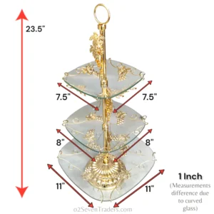 Fancy 24K Serving Stand Premium 3 Tier (Medium Ring Handle) | Serving+Decor| Cake Dish - Image 2