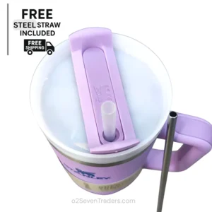 STANLEY Tumbler STEEL Straw+Plastic Straw Lite Purple 1.18L 40oz - Image 2