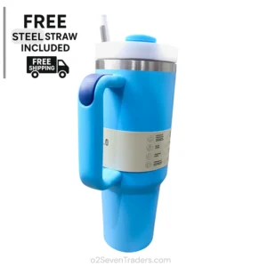 STANLEY Tumbler STEEL Straw+Plastic Straw Blue 1.18L 40oz - Image 4