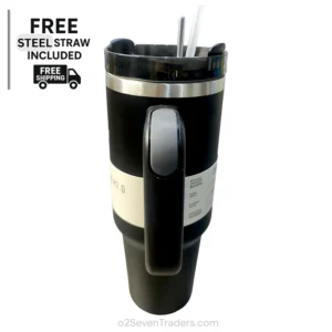 STANLEY Tumbler STEEL Straw+Plastic Straw Black 1.18L 40oz - Image 4